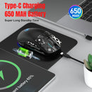 🖱️ Mouse Gamer Sem Fio T90 RGB – Bluetooth + USB 2.4GHz ⚡ Silencioso 🤫 Recarregável 🔋 com Adaptador Tipo-C 🔌